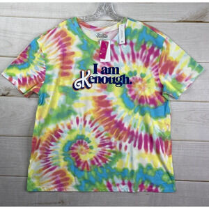 Barbie Movie Tee Shirt Womens XXL Colorful Tie Dye "I AM KENOUGH" Ken Hippie NWT